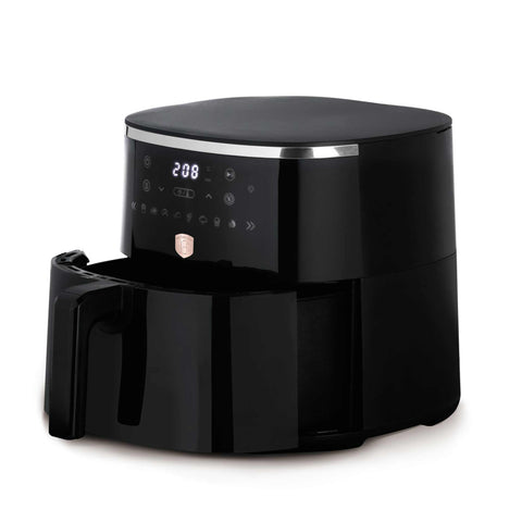Product image of Air fryer 6,15L visible window. Part of the Black Rose Collection . Features: • Power: 220-240V, 50/60Hz 1450-1750W • Temperature control: 60-200℃ • Include: • XL SIZE: food basket with non-stick coating 6,15L • DIGITAL • Siz.... (Studio view). Official Berlinger Haus product, boosted by Promintra sl.
