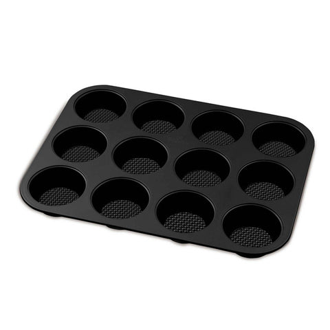 LP-BH-259, Molde para muffins de 12 tazas, Negro mate, Utensilios para hornear, Molde para muffins de 12 tazas, Molde para muffins, Muffin, Horneado