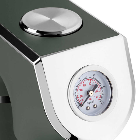 Product image of Soda maker with 2bottles and barometer universal CO2cylinders size. Part of the Matte Green Collection . Features: • Material: stainless steel, pp • Size: 43,5*22*12 cm • 2 pcs pp bottle with cup: 1,0L and 0,5L • Universal, standard CO2 cylinders size (not inclu.... (Studio view). Official Berlinger Haus product, boosted by Promintra sl.