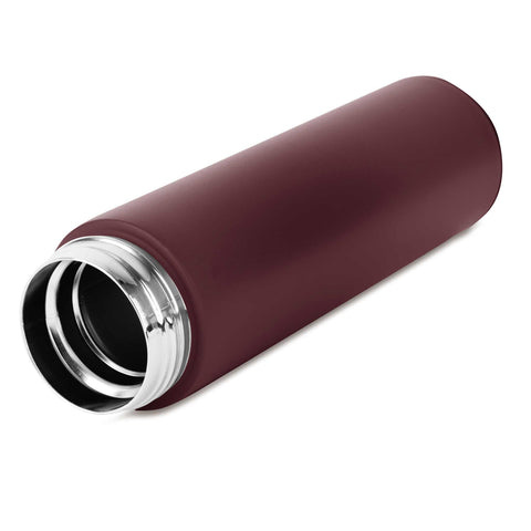 Product image of Drinking bottle with LED temperature display 0,5L. Part of the Leonardo Collection . Features: • Material: inner body 18/10 stainless steel with matt powder coating • Capacity: 0,5 L • 18/10 stainless steel purifying filter • Color: matt bord.... (Studio view). Official Berlinger Haus product, boosted by Promintra sl.
