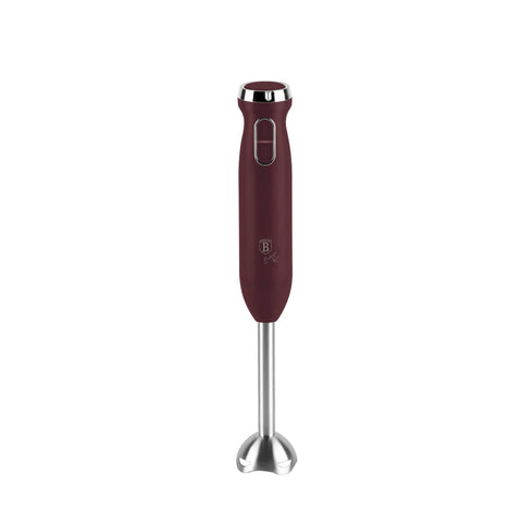 Product image of Hand blender. Part of the Leonardo Collection . Features: • Material: stainless steel, plastic • Voltage: 220-240V 50-60Hz • Power: 800W • Color: matt bordeaux. (Studio view). Official Berlinger Haus product, boosted by Promintra sl.
