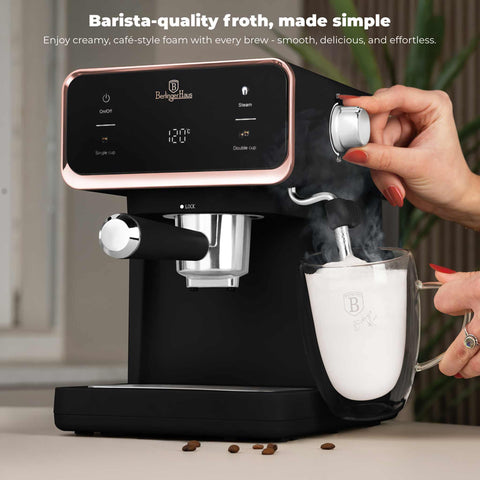  LP-BH-236,Cafetera digital 3 en 1,Negro,Oro rosa,Cafetera eléctrica,Cafetera eléctrica con espumador de leche,Electrodomésticos,Cafetera
