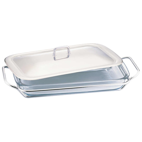 Product image of Food warmer rectlange 2,4L. Part of the Eternal Collection . Features: • Material: stainless steel and BOROSILICATE glass • Capacity: 2,4L • GLASS MADE IN FRANCE. (Studio view). Official Berlinger Haus product, boosted by Promintra sl.