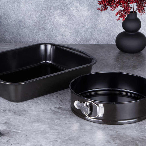  LP,KL,119P,Juego de 2 moldes para hornear,Negro,Utensilios para hornear,Juego de moldes para hornear,Hornear,Molde desmontable redondo,Asador,Molde para hornear