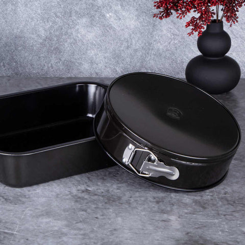  LP,KL,119P,Juego de 2 moldes para hornear,Negro,Utensilios para hornear,Juego de moldes para hornear,Hornear,Molde desmontable redondo,Asador,Molde para hornear