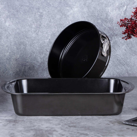  LP,KL,119P,Juego de 2 moldes para hornear,Negro,Utensilios para hornear,Juego de moldes para hornear,Hornear,Molde desmontable redondo,Asador,Molde para hornear